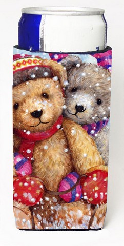 Winter Snow Teddy Bears Michelob Ultra Can coolers for Slim Cans