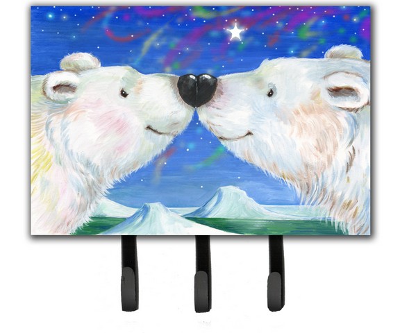Polar Bears Polar Kiss by Debbie Cook Leash or Key Holder