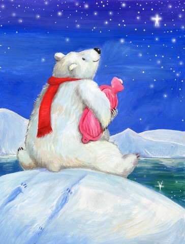 Polar Bear with Hot Water Bottle Flag Garden Size