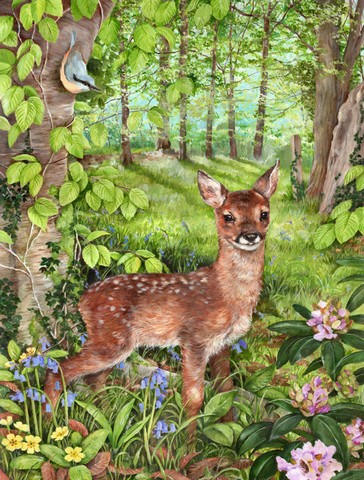 European Roe Deer Fawn Flag Canvas House Size