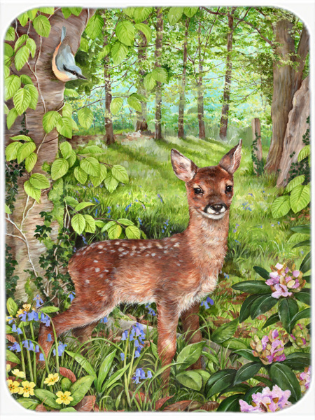 European Roe Deer Fawn Glass Large Cutting Board