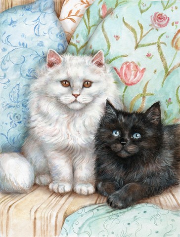 A Black Cat & a White Cat Flag Size