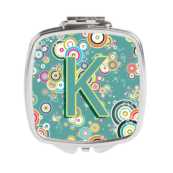 CJ2015-KSCM Letter K Circle Circle Teal Initial Alphabet Compact Mirror