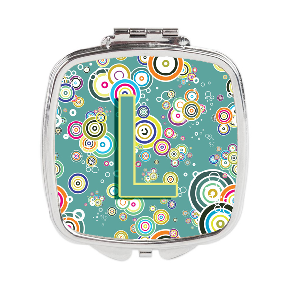 Carolines Treasures CJ2015-LSCM Letter L Circle Circle Teal Initial Alphabet Compact Mirror