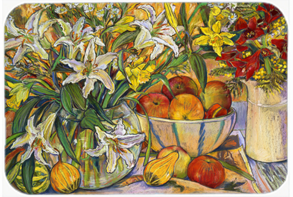 Fruit, Flowers & Vegetables Glass Large Cutting Board