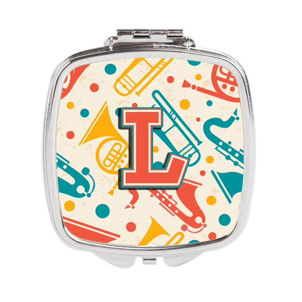 CJ2001-LSCM Letter L Retro Teal Orange Musical Instruments Initial Compact Mirror