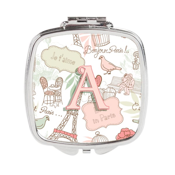 Letter a Love in Paris Pink Compact Mirror