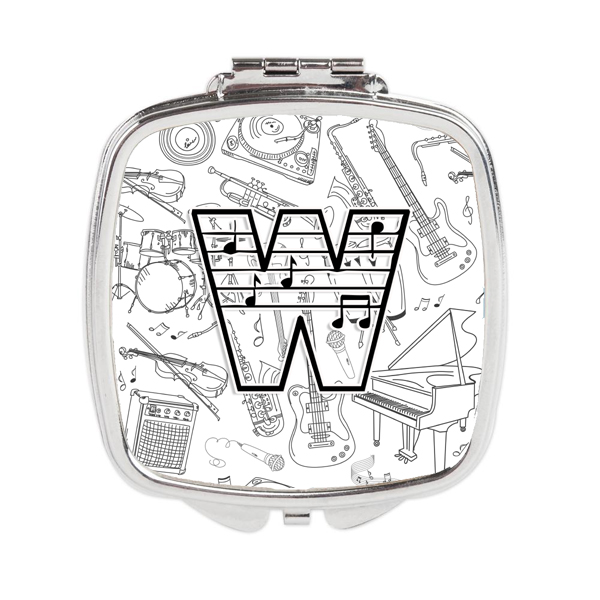 Letter W Musical Note Letters Compact Mirror - White