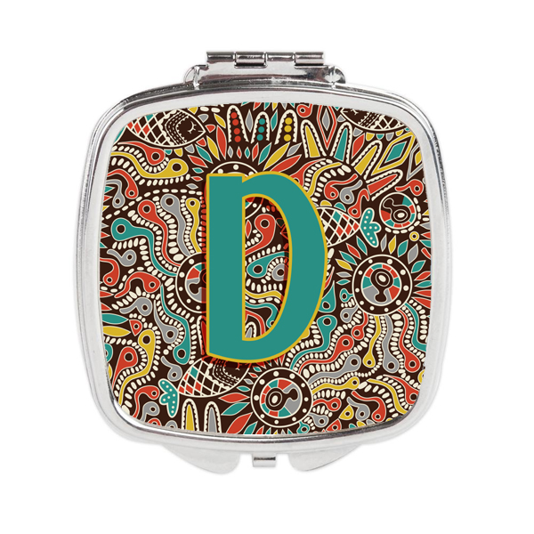 CJ2013-DSCM Letter D Retro Tribal Alphabet Initial Compact Mirror