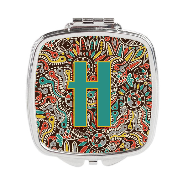 CJ2013-HSCM Letter H Retro Tribal Alphabet Initial Compact Mirror