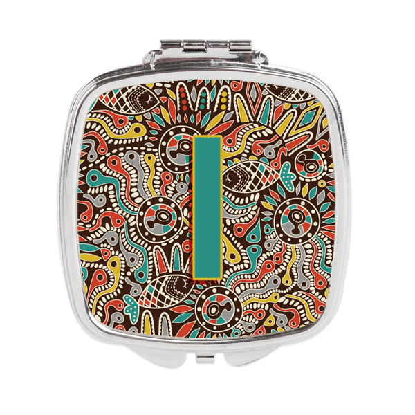 CJ2013-ISCM Letter I Retro Tribal Alphabet Initial Compact Mirror