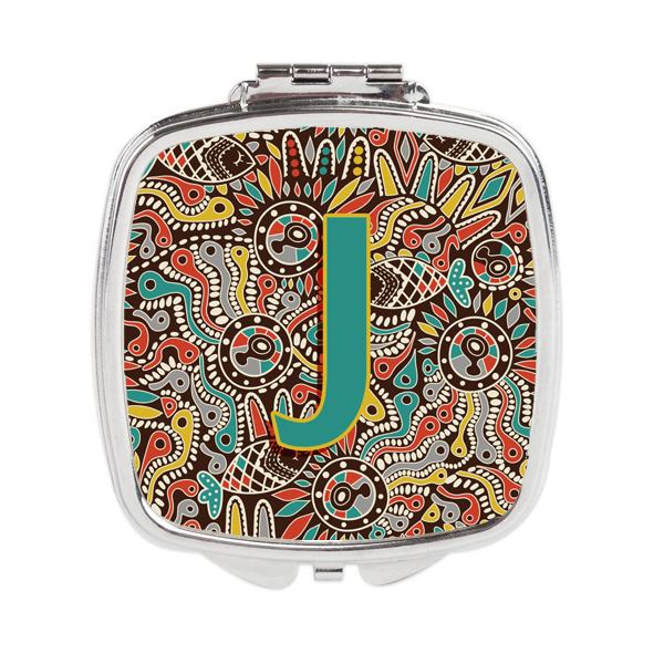 Letter J Retro Tribal Alphabet Initial Compact Mirror