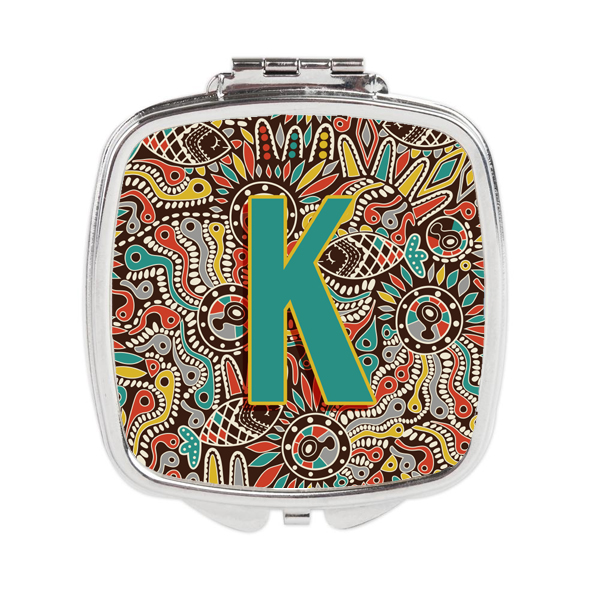 CJ2013-KSCM Letter K Retro Tribal Alphabet Initial Compact Mirror