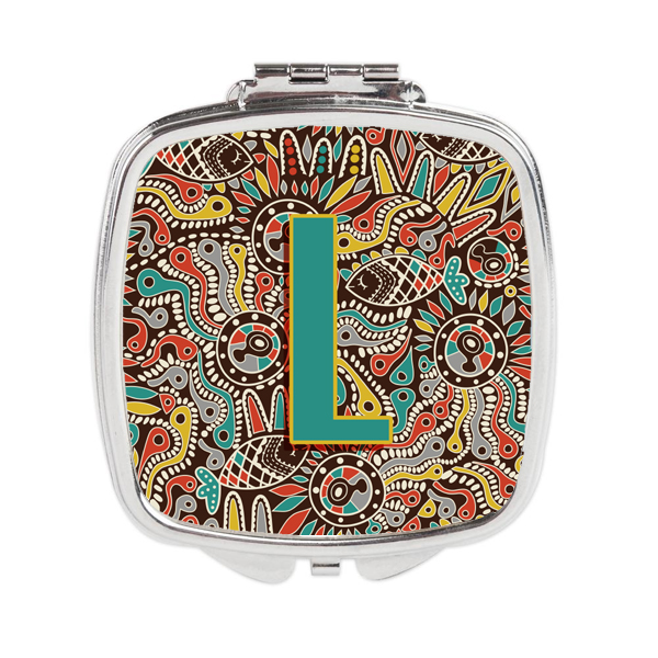 CJ2013-LSCM Letter L Retro Tribal Alphabet Initial Compact Mirror