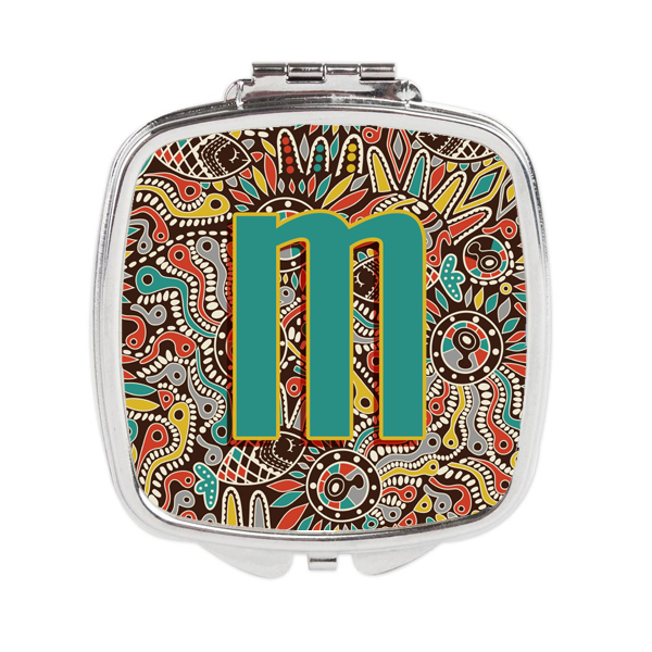 CJ2013-MSCM Letter M Retro Tribal Alphabet Initial Compact Mirror