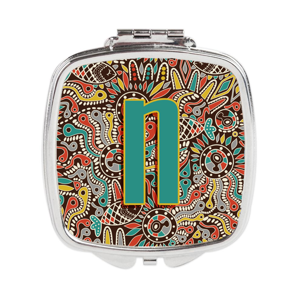 CJ2013-NSCM Letter N Retro Tribal Alphabet Initial Compact Mirror
