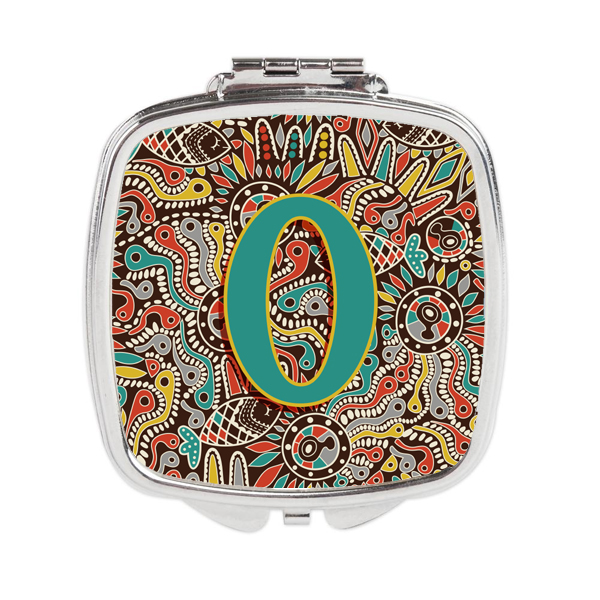 CJ2013-OSCM Letter O Retro Tribal Alphabet Initial Compact Mirror