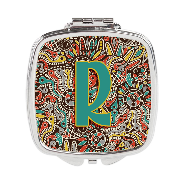 Letter R Retro Tribal Alphabet Initial Compact Mirror
