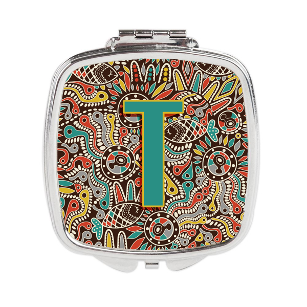 CJ2013-TSCM Letter T Retro Tribal Alphabet Initial Compact Mirror