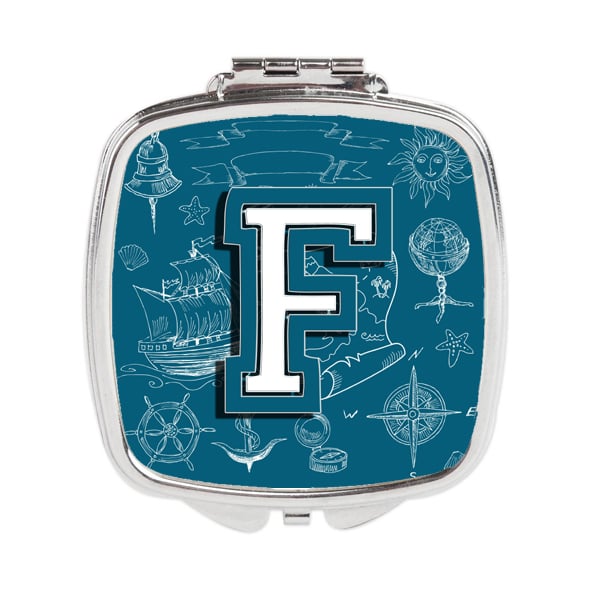Letter F Sea Doodles Initial Alphabet Compact Mirror