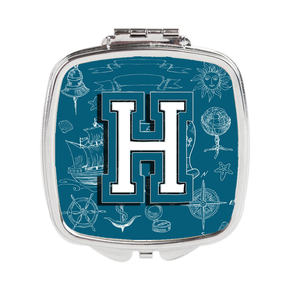 CJ2014-HSCM Letter H Sea Doodles Initial Alphabet Compact Mirror