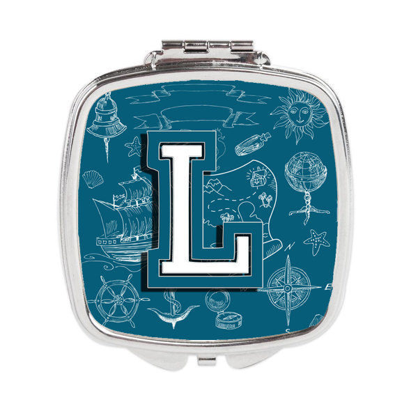 CJ2014-LSCM Letter L Sea Doodles Initial Alphabet Compact Mirror
