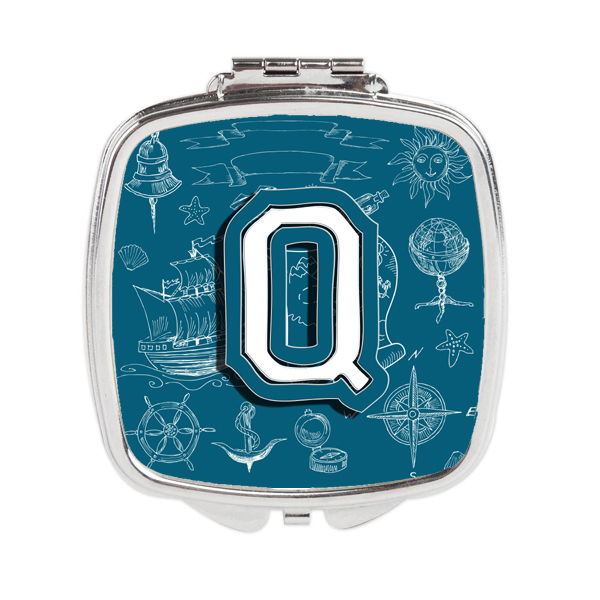 Letter Q Sea Doodles Initial Alphabet Compact Mirror