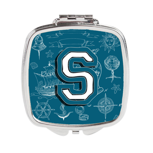 CJ2014-SSCM Letter S Sea Doodles Initial Alphabet Compact Mirror