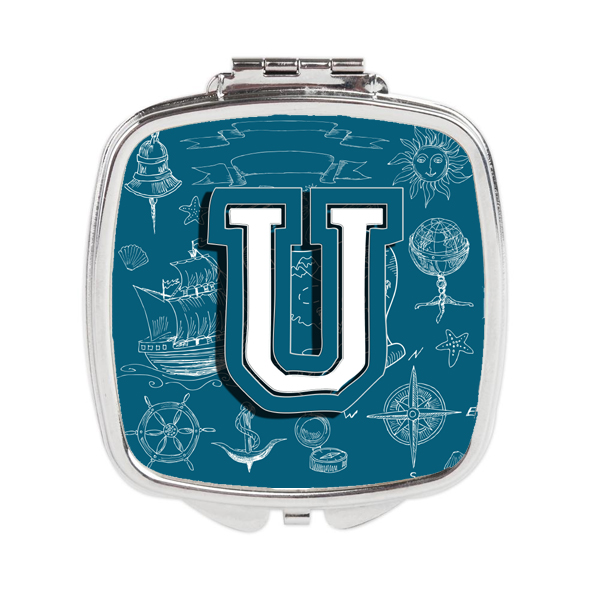 CJ2014-USCM Letter U Sea Doodles Initial Alphabet Compact Mirror
