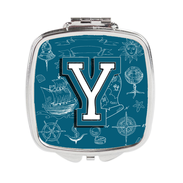Letter Y Sea Doodles Initial Alphabet Compact Mirror