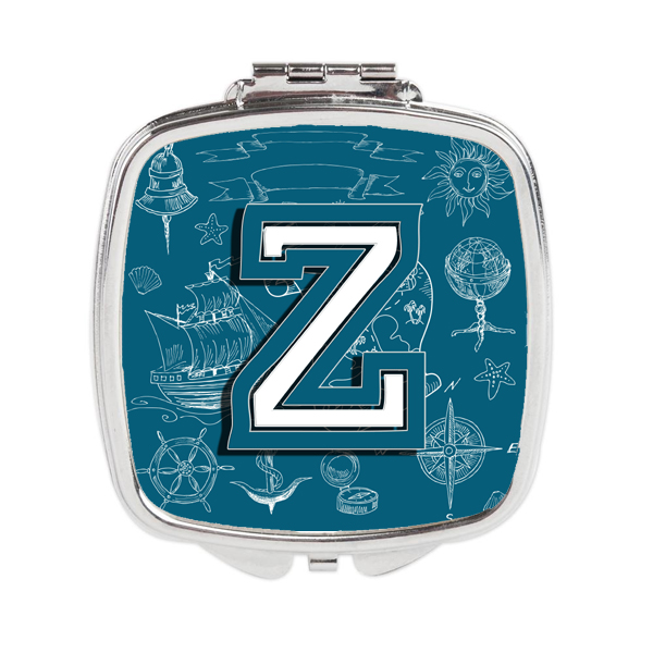 Letter Z Sea Doodles Initial Alphabet Compact Mirror