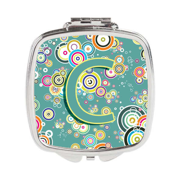 CJ2015-CSCM Letter C Circle Circle Teal Initial Alphabet Compact Mirror