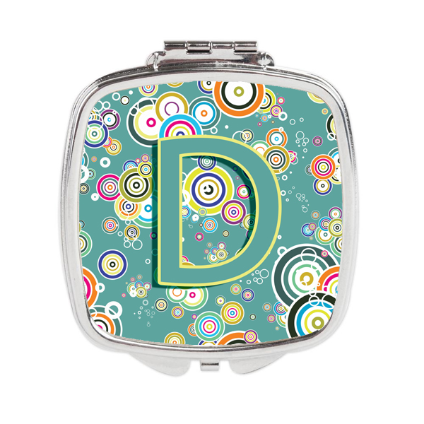 CJ2015-DSCM Letter D Circle Circle Teal Initial Alphabet Compact Mirror