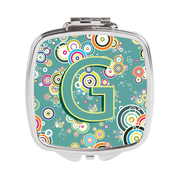 CJ2015-GSCM Letter G Circle Circle Teal Initial Alphabet Compact Mirror