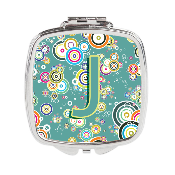 CJ2015-JSCM Letter J Circle Circle Teal Initial Alphabet Compact Mirror