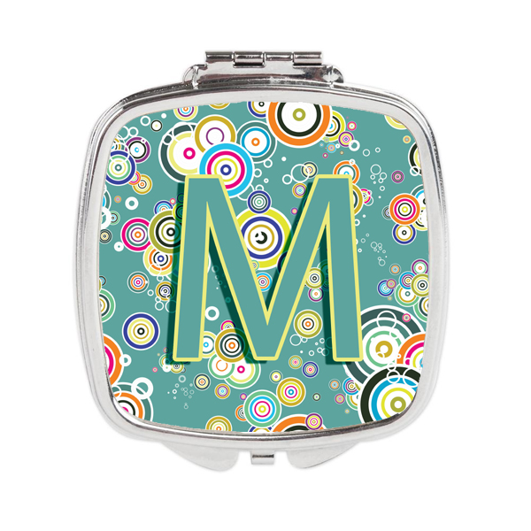 CJ2015-MSCM Letter M Circle Circle Teal Initial Alphabet Compact Mirror