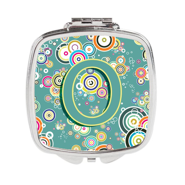 CJ2015-OSCM Letter O Circle Circle Teal Initial Alphabet Compact Mirror