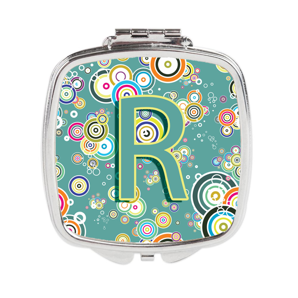 CJ2015-RSCM Letter R Circle Circle Teal Initial Alphabet Compact Mirror
