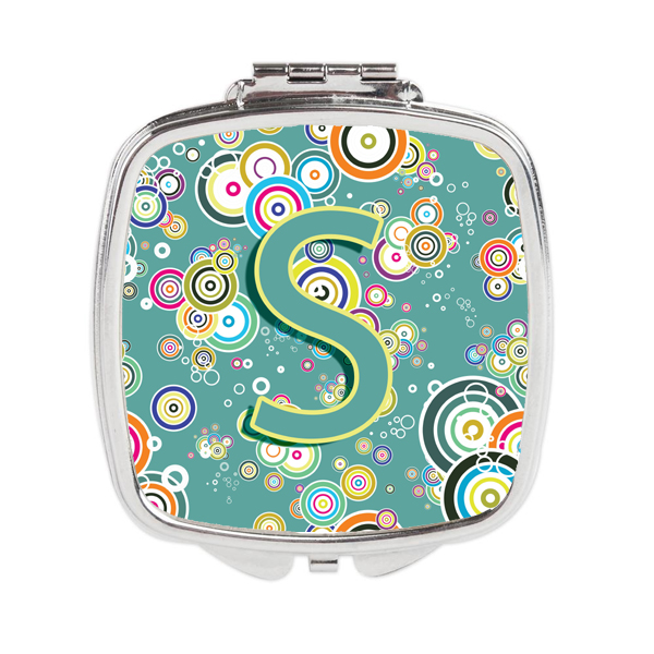 CJ2015-SSCM Letter S Circle Circle Teal Initial Alphabet Compact Mirror