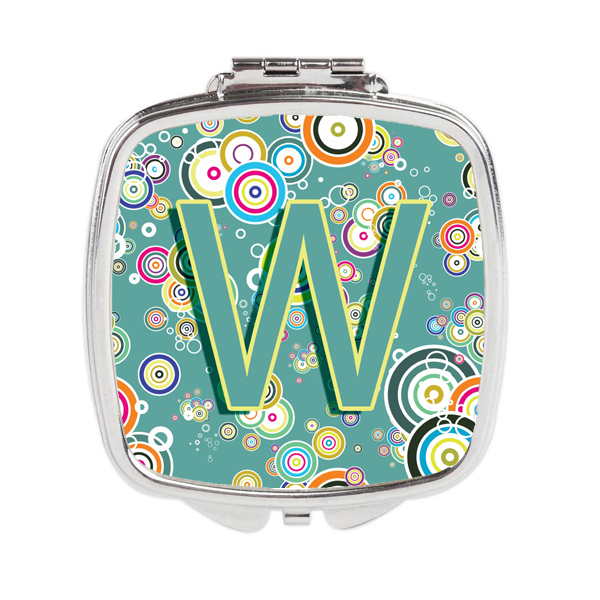 CJ2015-WSCM Letter W Circle Circle Teal Initial Alphabet Compact Mirror
