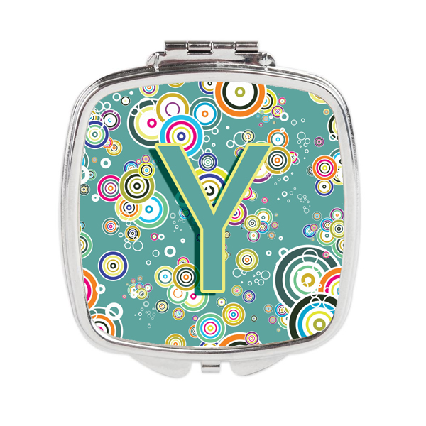 CJ2015-YSCM Letter Y Circle Circle Teal Initial Alphabet Compact Mirror