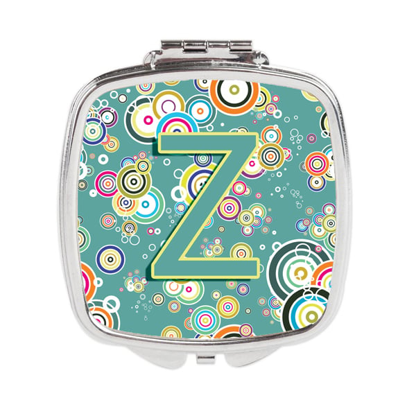 Letter Z Circle Circle Teal Initial Alphabet Compact Mirror