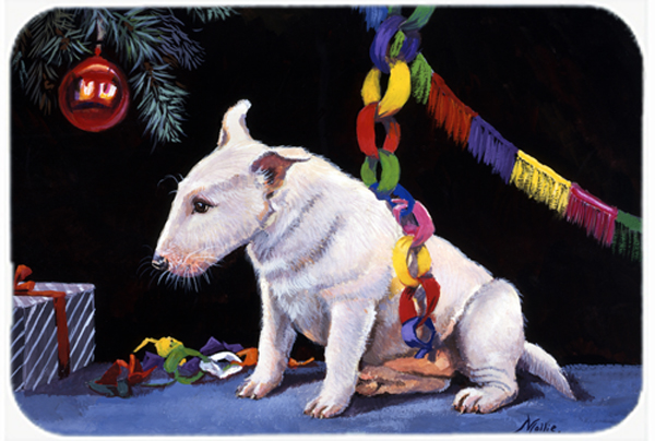 Bull Terrier Under the Christmas Tree Mouse Pad, Hot Pad or Trivet