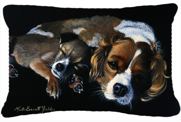 Cozy Pals with Cavalier Spaniel Fabric Decorative Pillow