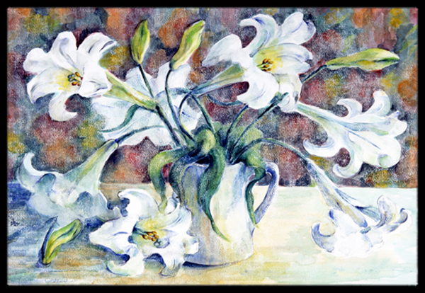Easter Lillies Indoor or Outdoor Mat, 24 x 36