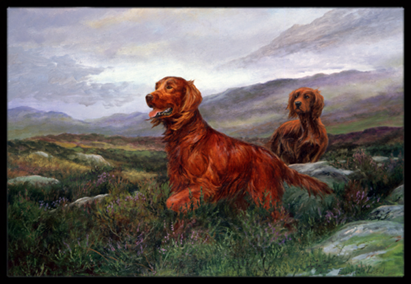 Irish Setters by Elizabeth Halstead Indoor or Outdoor Mat, 24 x 36
