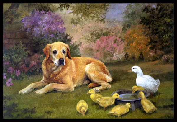 Yellow Labrador & Chicks Indoor or Outdoor Mat- 18 x 27