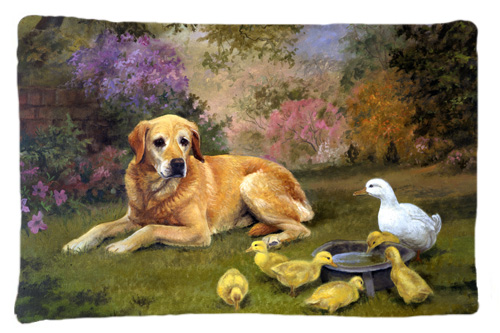 Yellow Labrador & Chicks Fabric Standard Pillowcase - Yellow