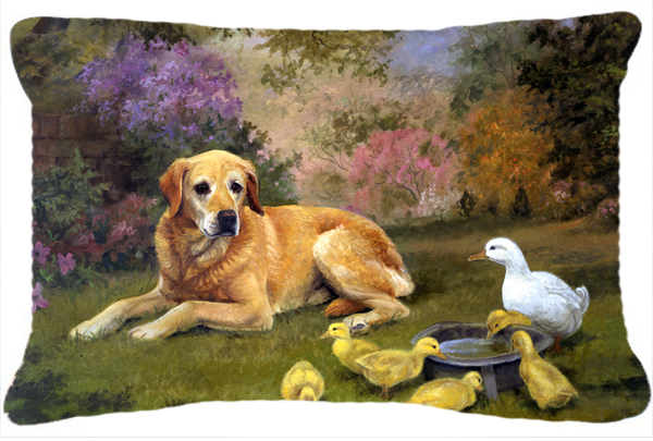 HEH0096PW1216 Yellow Labrador & Chicks Fabric Decorative Pillow