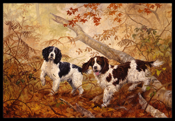 Springer Spaniels by Elizabeth Halstead Indoor or Outdoor Mat